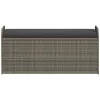  szürke polyrattan tárolópad párnával 115 x 51 x 52 cm