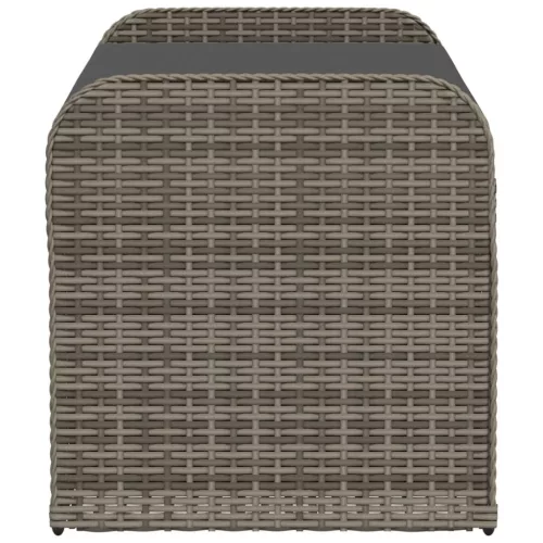  szürke polyrattan tárolópad párnával 115 x 51 x 52 cm