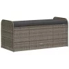  szürke polyrattan tárolópad párnával 115 x 51 x 52 cm
