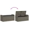  szürke polyrattan tárolópad párnával 115 x 51 x 52 cm