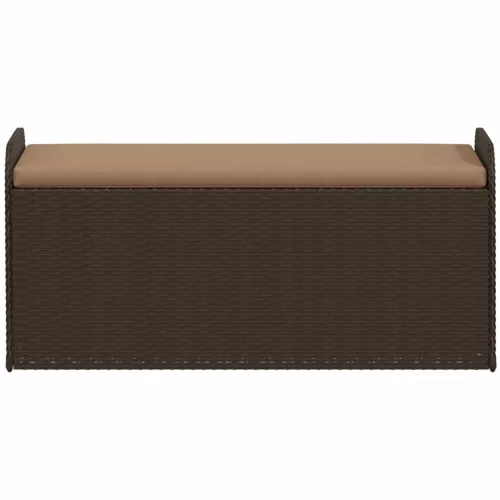  barna polyrattan tárolópad párnával 115 x 51 x 52 cm