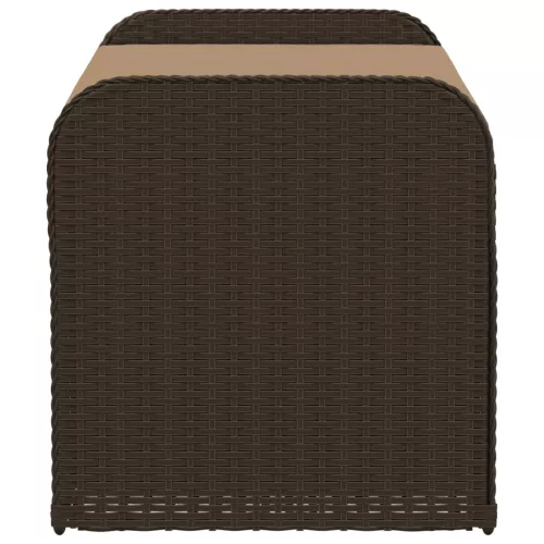  barna polyrattan tárolópad párnával 115 x 51 x 52 cm