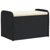  fekete polyrattan tárolópad párnával 80 x 51 x 52 cm