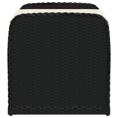  fekete polyrattan tárolópad párnával 80 x 51 x 52 cm