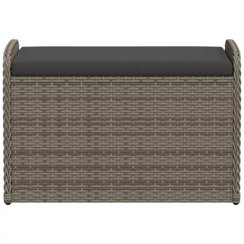  szürke polyrattan tárolópad párnával 80 x 51 x 52 cm