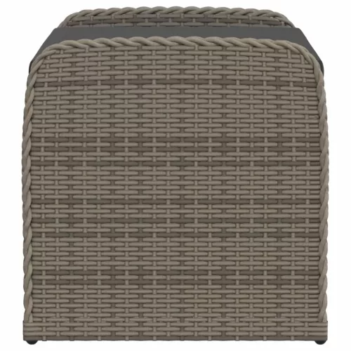  szürke polyrattan tárolópad párnával 80 x 51 x 52 cm
