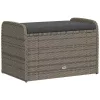  szürke polyrattan tárolópad párnával 80 x 51 x 52 cm