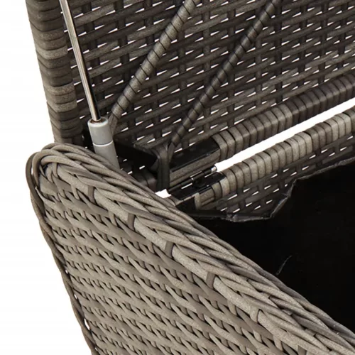  szürke polyrattan tárolópad párnával 80 x 51 x 52 cm