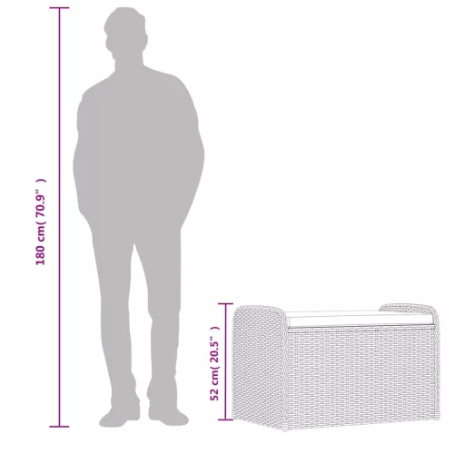  szürke polyrattan tárolópad párnával 80 x 51 x 52 cm