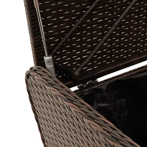  barna polyrattan tárolópad párnával 80 x 51 x 52 cm