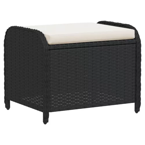 fekete polyrattan kerti szék párnával 58 x 46 x 46 cm