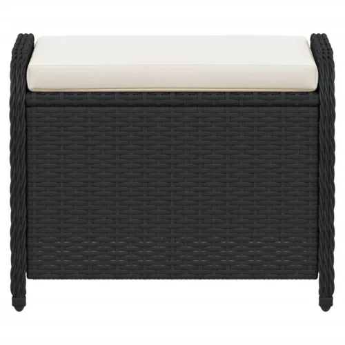  fekete polyrattan kerti szék párnával 58 x 46 x 46 cm