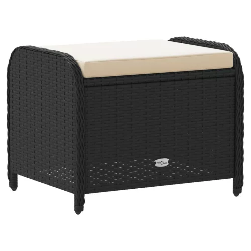  fekete polyrattan kerti szék párnával 58 x 46 x 46 cm