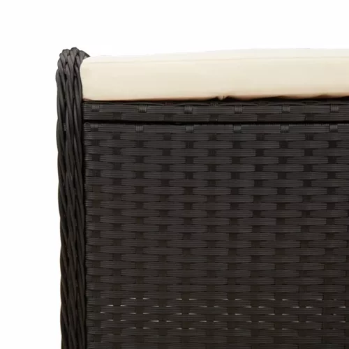  fekete polyrattan kerti szék párnával 58 x 46 x 46 cm