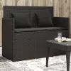  fekete polyrattan kerti pad párnával
