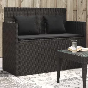  fekete polyrattan kerti pad párnával