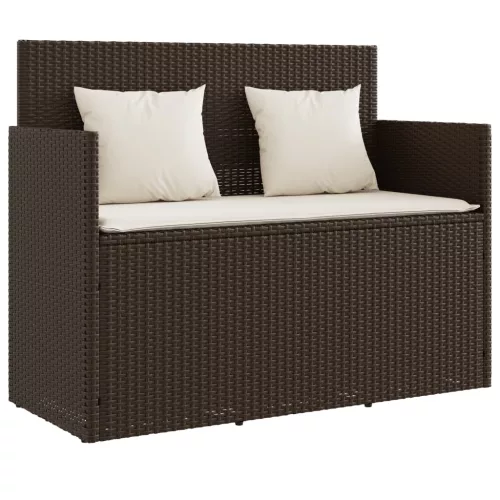  barna polyrattan kerti pad párnákkal