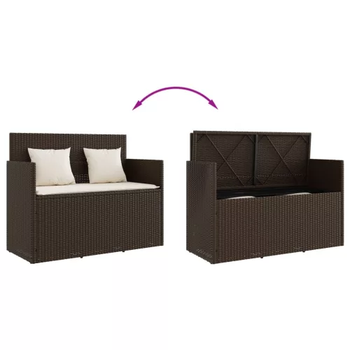  barna polyrattan kerti pad párnákkal