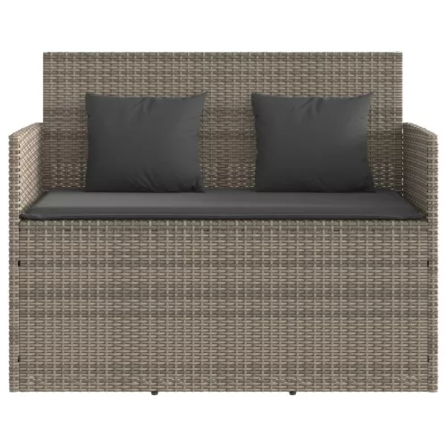  szürke polyrattan akácfa kerti pad párnával