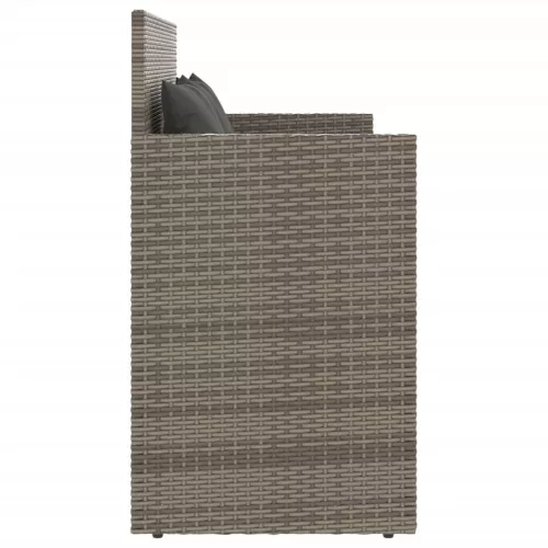  szürke polyrattan akácfa kerti pad párnával