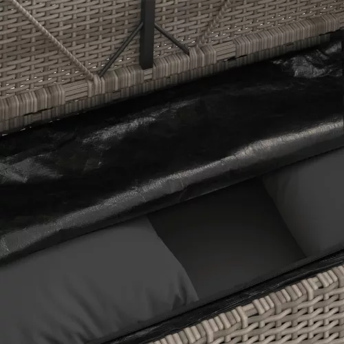  szürke polyrattan akácfa kerti pad párnával
