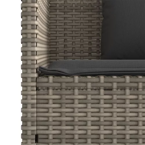  szürke polyrattan akácfa kerti pad párnával