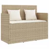  bézs polyrattan kerti pad párnákkal