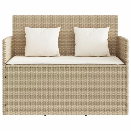  bézs polyrattan kerti pad párnákkal