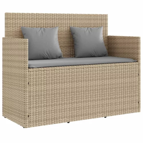  bézs polyrattan kerti pad párnákkal