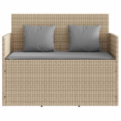 bézs polyrattan kerti pad párnákkal