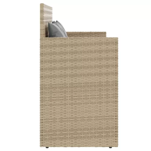  bézs polyrattan kerti pad párnákkal