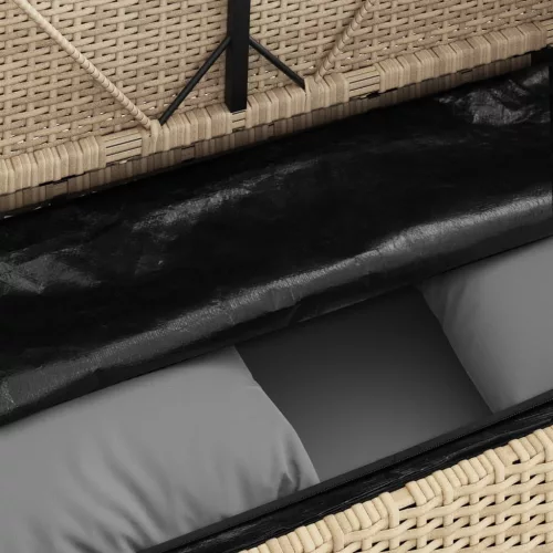  bézs polyrattan kerti pad párnákkal