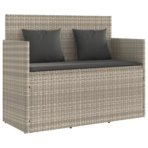  világosszürke polyrattan kerti pad párnákkal