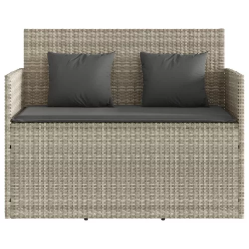  világosszürke polyrattan kerti pad párnákkal