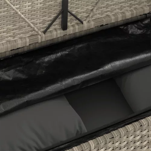  világosszürke polyrattan kerti pad párnákkal
