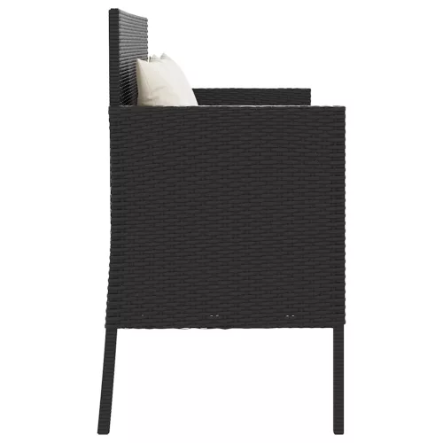  fekete polyrattan kerti pad párnával