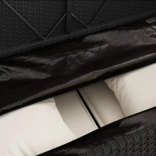  fekete polyrattan kerti pad párnával