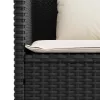  fekete polyrattan kerti pad párnával