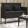  fekete polyrattan kerti pad párnával