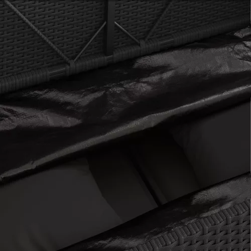 fekete polyrattan kerti pad párnával