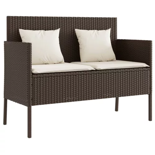  barna polyrattan kerti pad párnákkal