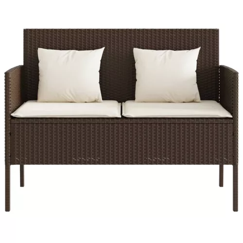  barna polyrattan kerti pad párnákkal