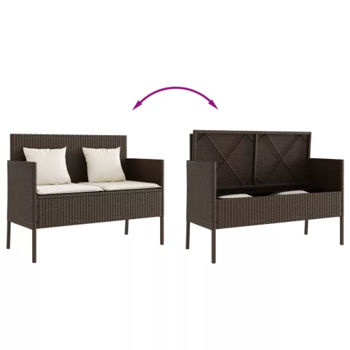  barna polyrattan kerti pad párnákkal
