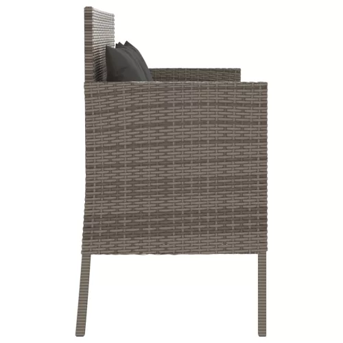  szürke polyrattan akácfa kerti pad párnával