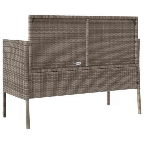  szürke polyrattan akácfa kerti pad párnával
