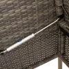  szürke polyrattan akácfa kerti pad párnával