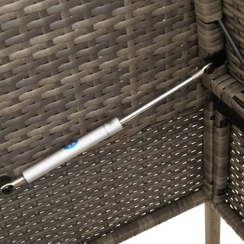  szürke polyrattan akácfa kerti pad párnával