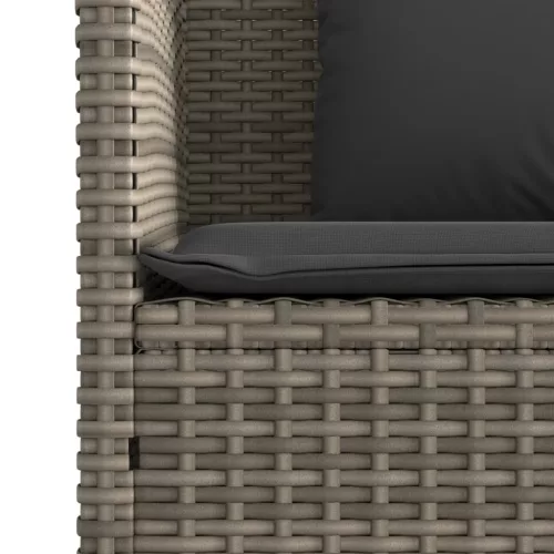  szürke polyrattan akácfa kerti pad párnával