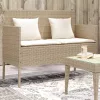 bézs polyrattan kerti pad párnákkal