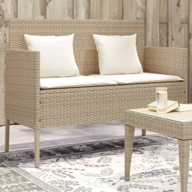  bézs polyrattan kerti pad párnákkal